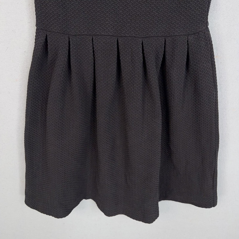 Ganni Dress Womens Medium Black Textured Fit Flare Sleeveless Scoop Neck Mini - Picture 3 of 12